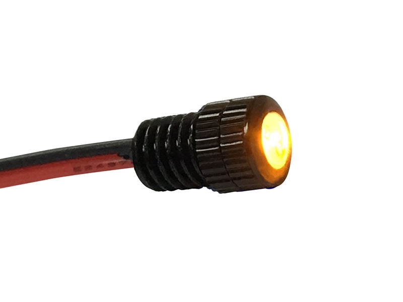 Oznium BRIGHTEST Light Bolt - Flush Mount 12V LED Light for Bumper, Grille, Cars Interior, Dash, Ambient Lighting, Motorcycle w/SLEEK Aluminum Housing & Screw Nut (6 mm Black, Amber LED) - Image 1